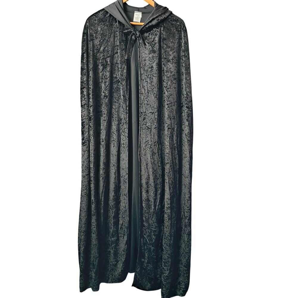 Spirit Long Black Hooded Cape One Size